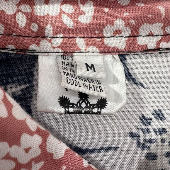 Island Goddess Aloha Hawaiian Button Up Shirt mens Medium Floral Patchwork - Picture 2 of 12